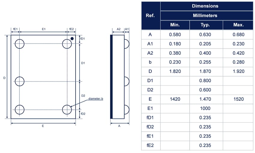 Technische Zeichnung - STMicroelectronics MLPF-WL-0xD3 Tiefpassfilter